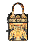 X VERSACE Vitello King Catalan Mirror Plexiglass Fendace FF Baroque Logo Mini FNDI Sunshine Shopper Tote Black Gold