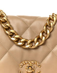 Lambskin Quilted Large CHNL 19 Flap Beige