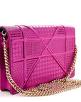 Metallic Patent Micro-Cannage D1ORama Wallet on Chain Pouch Pink