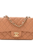 Lambskin Quilted Mini Rectangular Flap Brown