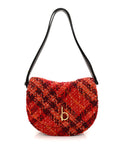 Tweed Check Medium Rocking Horse Crossbody Red Black