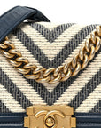 Fabric Chevron Braided Small Boy Flap Blue Ivory