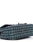 Tweed Quilted Mini Rectangular Flap Green Navy Dark Beige