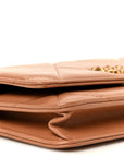 Lambskin Quilted CHNL 19 Wallet On Chain WOC Brown