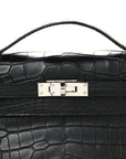 Matte Alligator Kelly Pochette Black