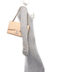 Caviar Quilted Jumbo Double Flap Beige