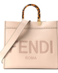 Vitello King Plexiglass Logo Embossed Medium FNDI Sunshine Shopper Tote Light Rose