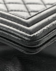 Calfskin Quilted Large Boy Flap Black