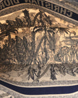 Canvas Embroidered Large Palm Tree Toile De Jouy Book Tote Blue