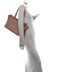 Canvas Calfskin Cushion Tote Taupe