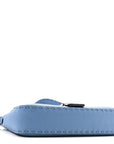 Cuoio Roma Sellerissima Nappa Sintetica Tape Stitch Baguette Placca Placca Argento Blue