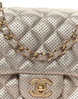 Metallic Lambskin Perforated Mini Square Flap Light Pink