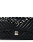 Lambskin Chevron Quilted Small Double Flap Black
