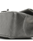 Metallic Lambskin Quilted Mini Rectangular Flap Dark Grey