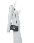 Caviar Chevron Quilted Mini Rectangular Flap Black