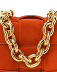 Suede Maxi Intrecciato Padded Chain Cassette Crossbody Bag Maple
