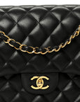Lambskin Quilted Jumbo Double Flap Black