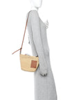 Calfskin Raffia Paulas Ibiza Pochette Bag Natural Tan