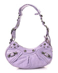 Extra Supple Calfskin Crocodile Embossed Le Cagole Shoulder Bag XS Lilac
