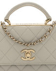 Lambskin Quilted Trendy CC Dual Handle Clutch With Chain Grey