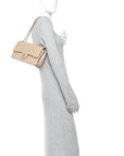 Iridescent Caviar Quilted Medium Double Flap Dark Beige