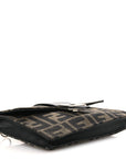 Recycled Fabric Jacquard Vitello Grace FF 1974 Baguette Belt Pouch Tobacco Moro Black