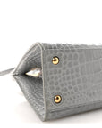 Crocodile Embossed Calfskin Mini Frances Tote Cloud Grey