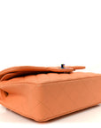 Caviar Quilted Rainbow CC Small Double Flap Orange