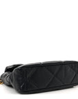 Goatskin Quilted Large CHNL 19 Flap Navy Blue