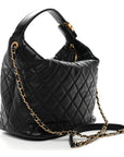Lambskin Quilted Large Perfect Meeting Hobo Black