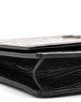 Calfskin Crocodile Embossed Kate Monogram Tassel Chain Wallet Black