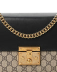 GG Supreme Monogram Calfskin Medium Padlock Shoulder Bag Beige Black Cuir