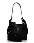 Washed Denim Quilted Medium CHNL 25 Handbag Black