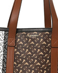 E-Canvas Monogram Stripe Book Tote Black Bridle Brown