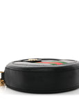 Grained Calfskin Web Mini Ophidia Round Shoulder Bag Black