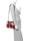 Tweed Quilted Medium CHNL 19 Flap Red Navy Multicolor