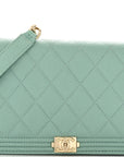 Caviar Quilted Boy Wallet On Chain WOC Light Blue