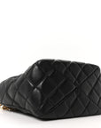Lambskin Quilted Small Top Handle Shopping Bag Black
