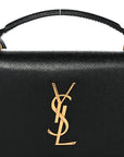 Coated Bark Calfskin Sunset Chain Wallet Black