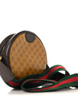 X ADIDAS Crystal Vintage Monogram Textured Dollar Calfskin Web Trefoil Small Ophidia Round Shoulder Bag Mid Natural Nut Off White New Acero