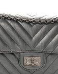 Metallic Aged Calfskin Chevron Quilted 2.55 Reissue Mini Flap Grey