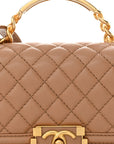 Caviar Quilted Small Top Handle Boy Flap Beige