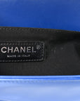 Patent Calfskin Quilted Medium Plexiglass Boy Flap Blue
