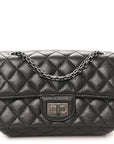 Metallic Sheepskin Quilted 2.55 Reissue Mini Flap Dark Silver