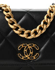 Lambskin Quilted CHNL 19 Wallet On Chain WOC Black