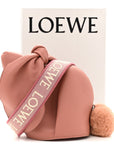 Calfskin Shearling Small Bunny Shoulder Bag Peach Bloom