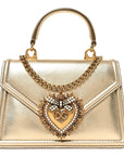 Metallic Nappa Small Devotion Envelope Top Handle Bag Gold