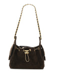 Suede Quilted Mini CHNL 25 Handbag Dark Brown