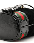 Suede Patent Web Mini Ophidia Bucket Bag Black
