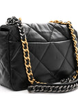 Lambskin Quilted Large CHNL 19 Flap Black